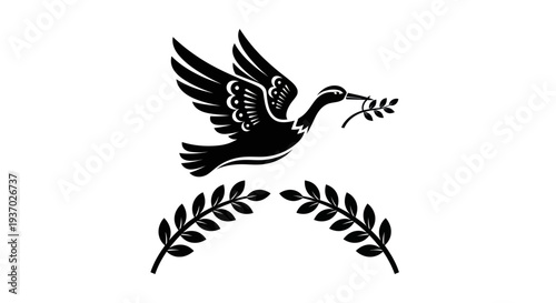 Flying dove with olive branch vector
