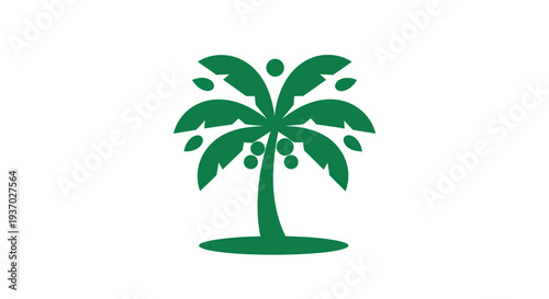 Green palm tree icon on white background