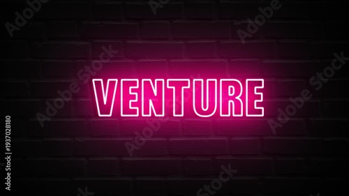 Neon, Glowing, Colorful Venture animation. venture neon text motion. Flocker text 4k video.
