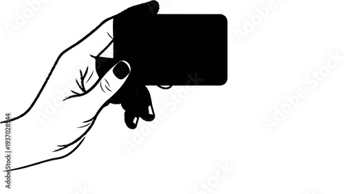 Hand holding a blank rectangular card or device