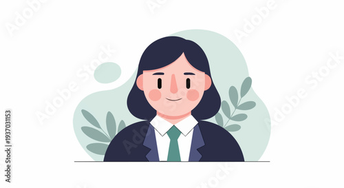 A minimalist, flat illustration of a smiling individual in professional attire
