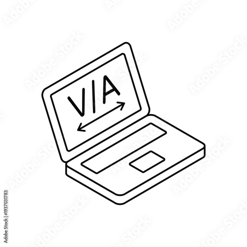 Open Laptop Displaying Directional Arrows on Screen.