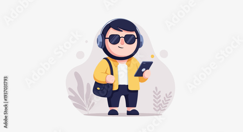 Casual person with headphones and phone