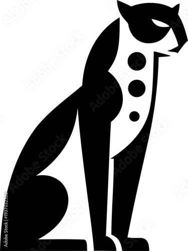 Amazonian jaguar vector illustration. Stylized black and white wild cat icon isolated on white background.