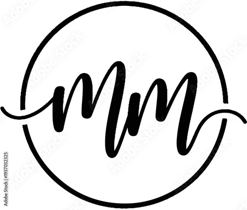 Elegant circular emblem with intertwined calligraphy letters