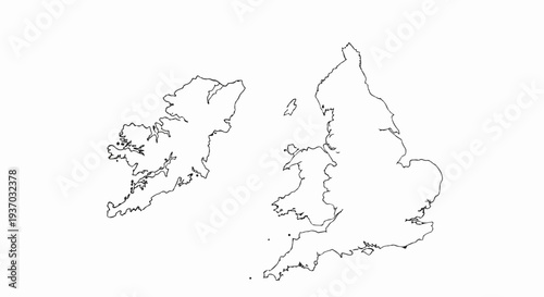 Outline map of Great Britain and Ireland islands