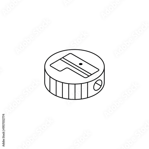 Simple Line Illustration of Manual Pencil Sharpener Tool.
