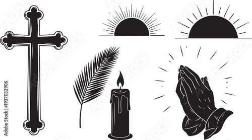 Christian symbols and objects for faith and spirituality concept