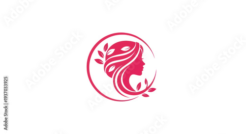 Woman silhouette with leaves logo