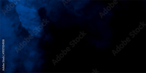 Blue smoke in dark background. Texture and desktop picture. A stunning nocturnal skyscape with a dramatic storm approaching. Blue Mist Texture for Fantasy or Atmospheric Visual Backgrounds. 
