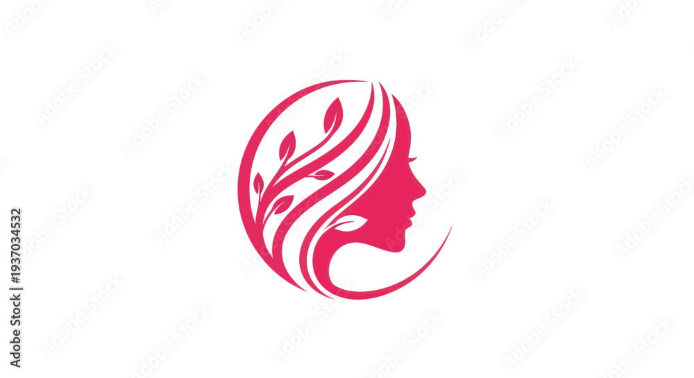 Fototapeta premium Woman profile silhouette with floral elements