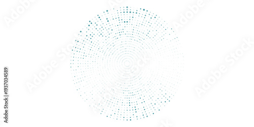 Halftone Circular Dot Pattern. Circle Frame using Halftone Dots Raster Texture. Polka Dots. Spiral logo Icon. Radial design element. Vector Illustration.