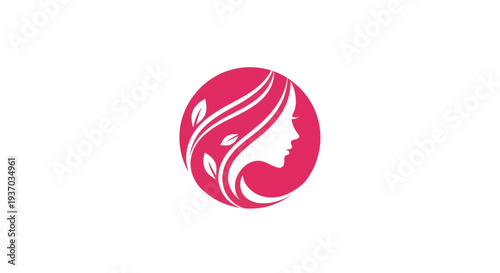 Woman silhouette logo in pink circle