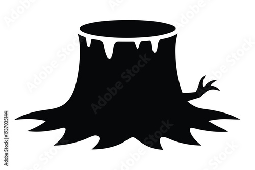 Tree Stump, Cut Wooden Log Silhouette