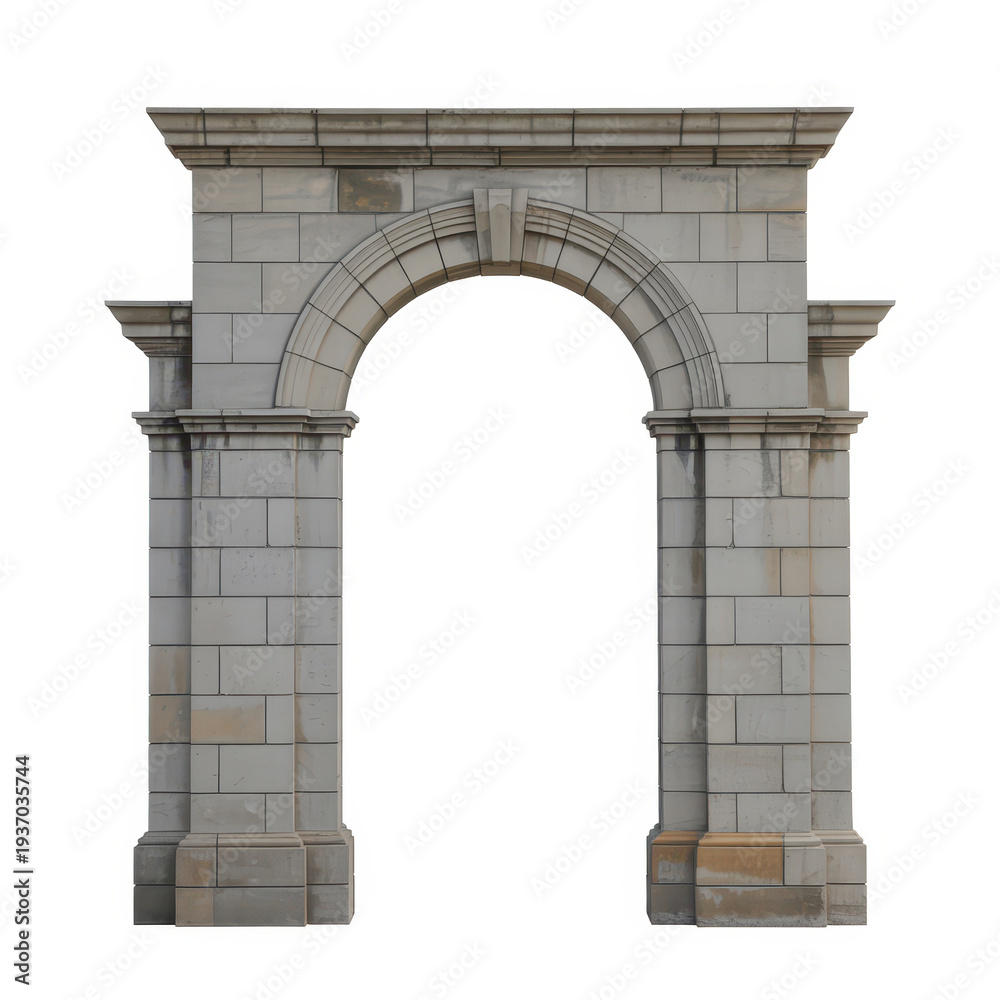 Obraz premium Gray stone archway with columns and cornice