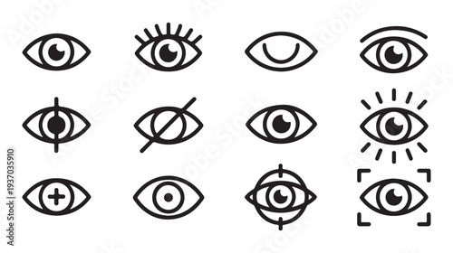 Set of eye icons, creative eyes collection, line art style. perfect for web and mobile app designs