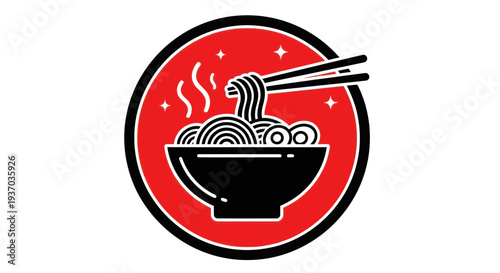 Noodle bowl with chopsticks vector illustration