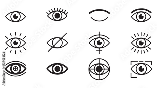 Set of eye icons, creative eyes collection, line art style. perfect for web and mobile app designs