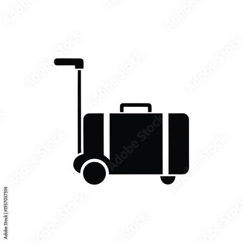 icon of a suitcase on wheels with handle extended for easy travel