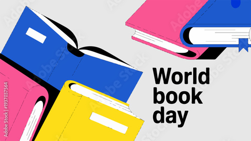 Colorful books celebrating World Book Day with vibrant covers