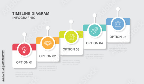 5 Step timeline Business Infographic Template fdesign or process presentation and strategy planning. Vector Illustration.