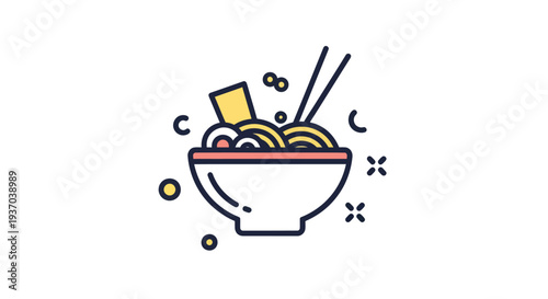 Noodle bowl illustration on white background