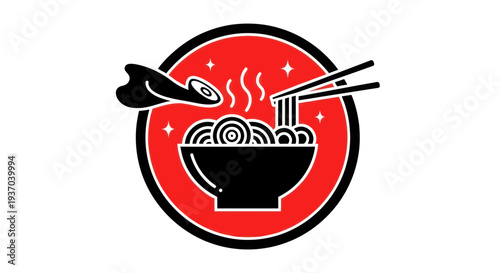 Noodle bowl with chopsticks vector illustration