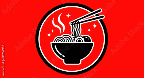 Noodle bowl with chopsticks vector illustration
