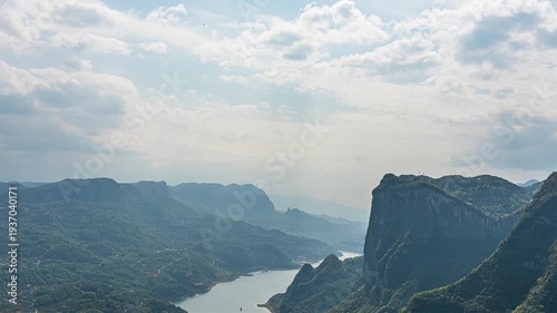 Enshi Grand Canyon Qingjiang River Gorge Landscape China Misty Mountains Cliffs
