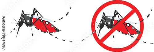 Set of Mosquito Icons, Anti Mosquito Insect Pest Control Vector Illustration