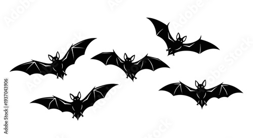 Flying bats silhouette collection, vampire and halloween concept