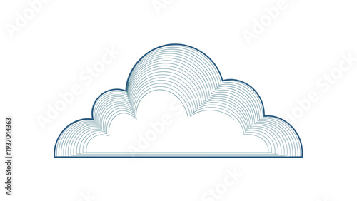 Stylized cloud graphic composed of many fine blue concentric lines, creating a unique and artistic weather icon.