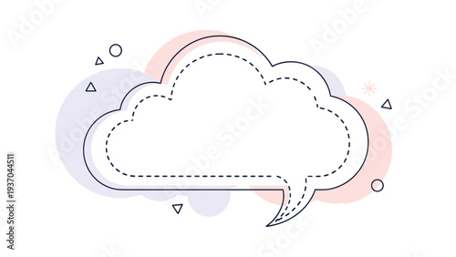 Cloud-shaped speech bubble with decorative geometric accents and soft pastel colors for a whimsical design.