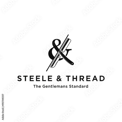 Steele  Thread Logo with Ampersand and Straight Razor.