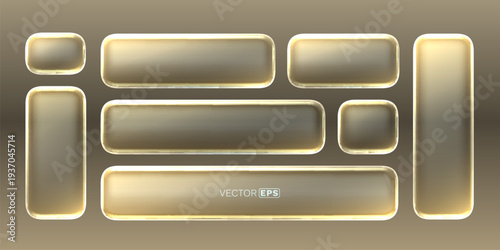 Elegant set of shiny metallic UI buttons and sleek panels.