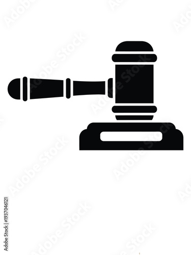 gavel and sound block icon in black color  simple legal symbol