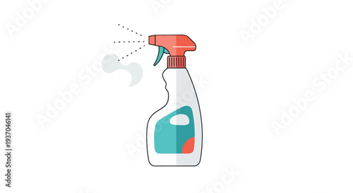 Spray Bottle Dispensing Cleaning Liquid with Droplets and Mist