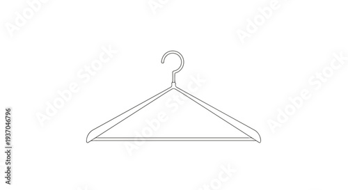 Minimalist Clothes Hanger Icon, Simple Outline Design, Isolated on White Background
