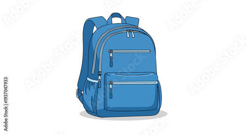 Blue Backpack Isolated on White Background - School, Travel, and Everyday Use