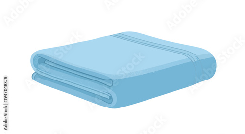 Folded Blue Blanket or Towel, Soft Fabric, Cozy Comfort, Home Textile, Isolated on White