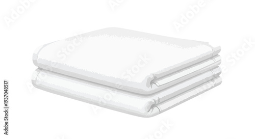 Stack of Clean White Folded Bed Sheets or Linens Isolated on White Background