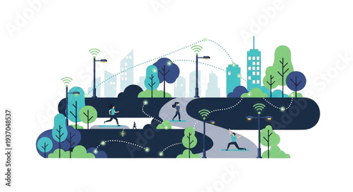 Smart City technology integrating green spaces and healthy living lifestyle