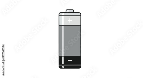 Simple Battery Icon, Power Symbol, Energy Source, Rechargeable Battery, Electrical Component