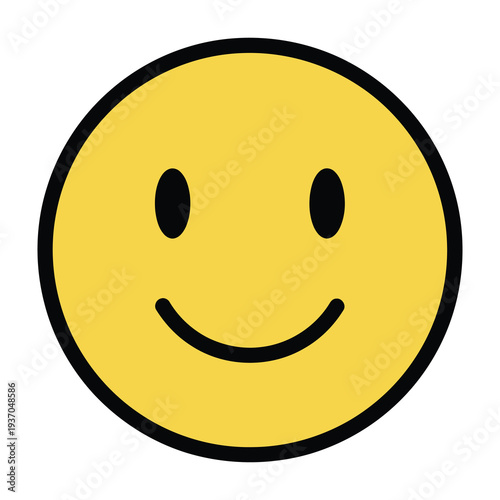 Yellow smiley face expressing happiness on a white background