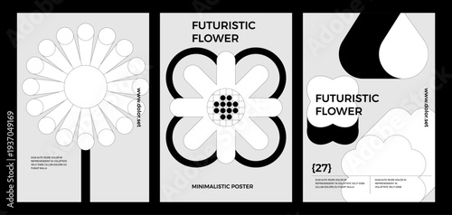 Posters with silhouette minimalistic basic figures, extraordinary graphic assets of geometrical shapes swiss style, Modern minimal monochrome print brutalist.