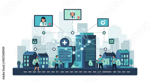 Smart healthcare system with connected buildings and virtual consultations