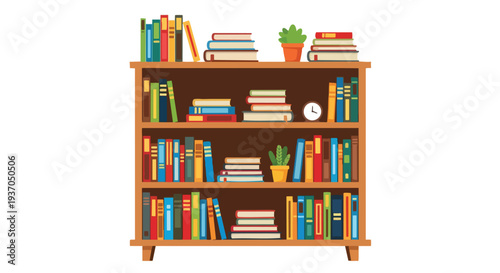 Colorful Bookshelf Full of Books, Study, Education, Reading, Library, Home Decor