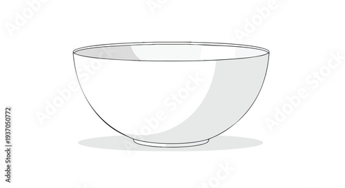 Simple White Ceramic Bowl on White Background