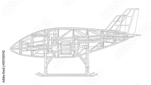 Airframe Blueprint: A meticulously crafted blueprint showcasing the structural framework of an aircraft, highlighting the engineering and design that underpin flight. 