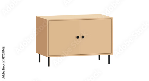 Modern Wooden Cabinet with Black Legs and Handles, Minimalist Furniture Design